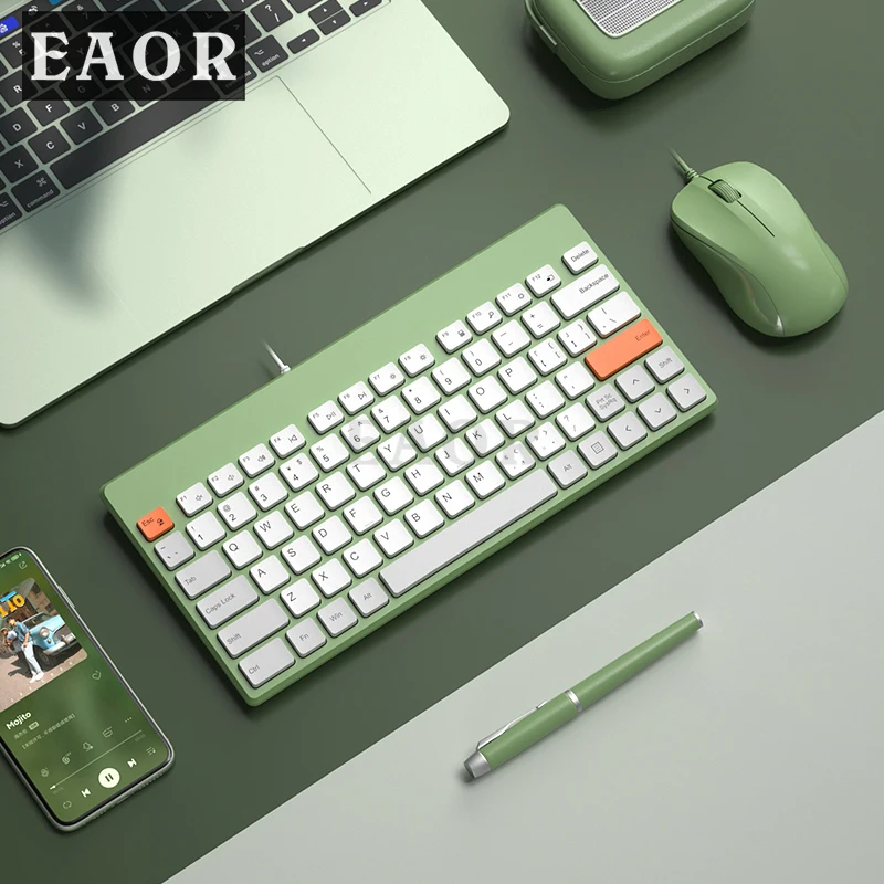 EAOR 79-клавишная тонкая мини клавиатура мышь комбо USB Проводная Бесшумная офисная