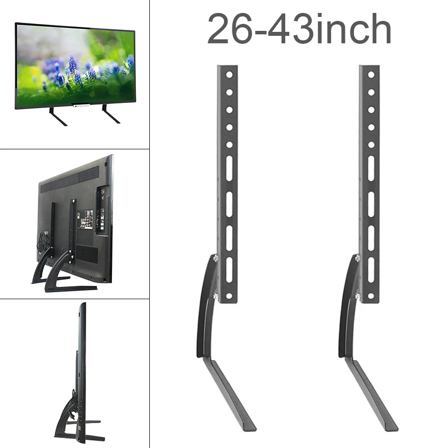 26-43 Inch Universal 25KG TV Stand Base Bracket for Plasma LCD Screen Height Adjustable Monitor Mount Bracket Anti-Skid Rubber