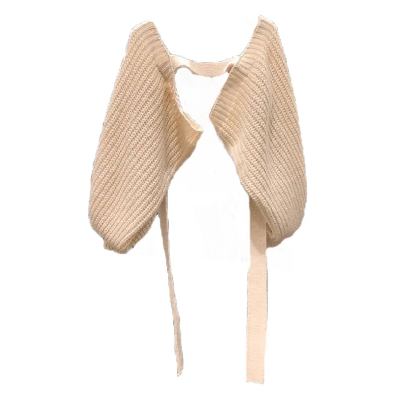 

Now ~ South Korea dongdamen autumn and winter new fashion solid color outer wear with shrinkage long sleeve knitted shawl