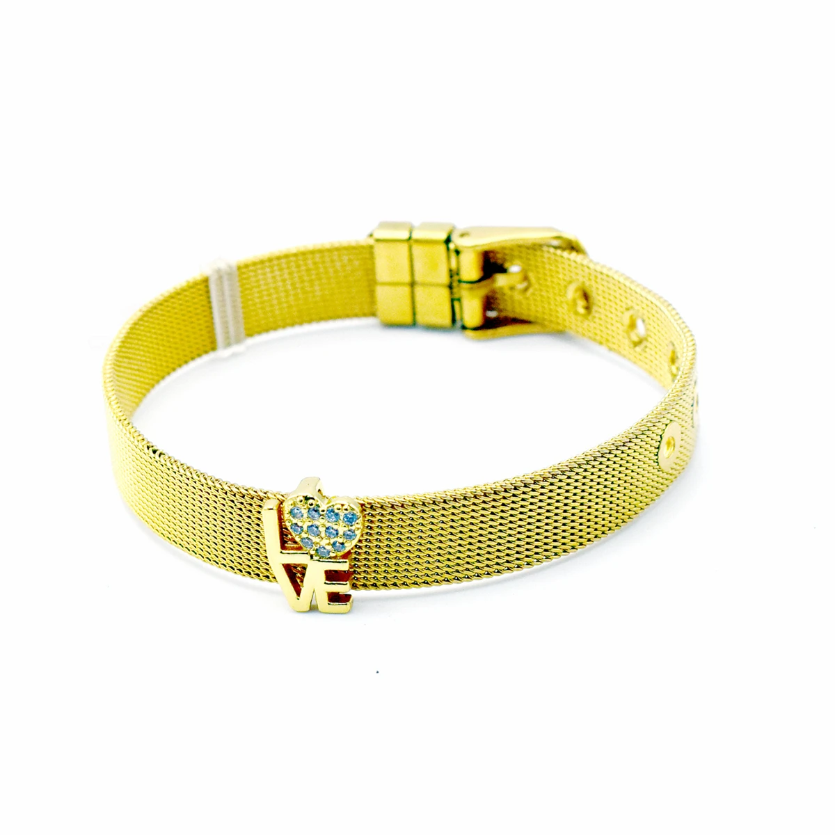 

High Quality Stainless Steel Mesh Bracelet Love Mother Zircon Charm Brand Bracelet for Woman Wife Mother's Day Gift