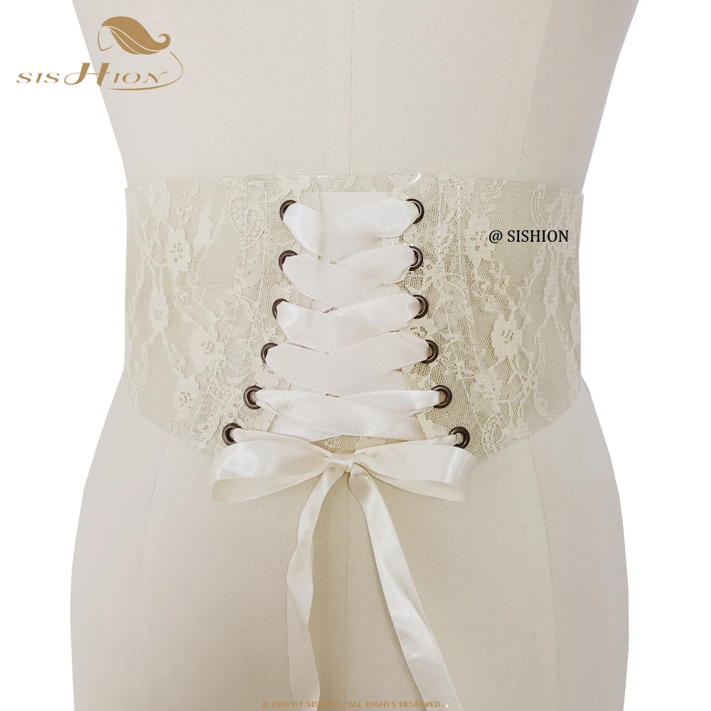 

SISHION Новинка, женские кружевные широкие корсеты со шнуровкой, женские Корсеты с высокой талией, тонкий прозрачный ремень из ПВХ SP0239