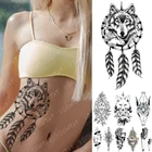 Водостойкая временная татуировка-наклейка Хранитель снов с изображением волков, лиса, Лев, цветок, флэш-татуировки, Вселенная, боди-арт, поддельные татуировки для женщин и мужчин