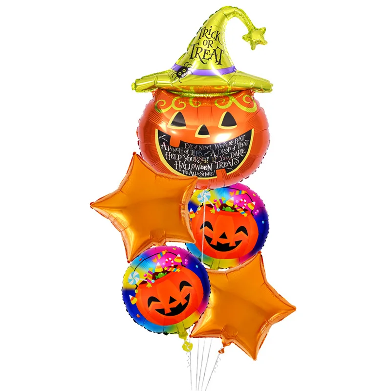 5Pcs Halloween Pumpkin Skull Spider Ghost Bat Foil Balloon Party Kids Toys Trick or Treat Home Festival Decor Supplies |