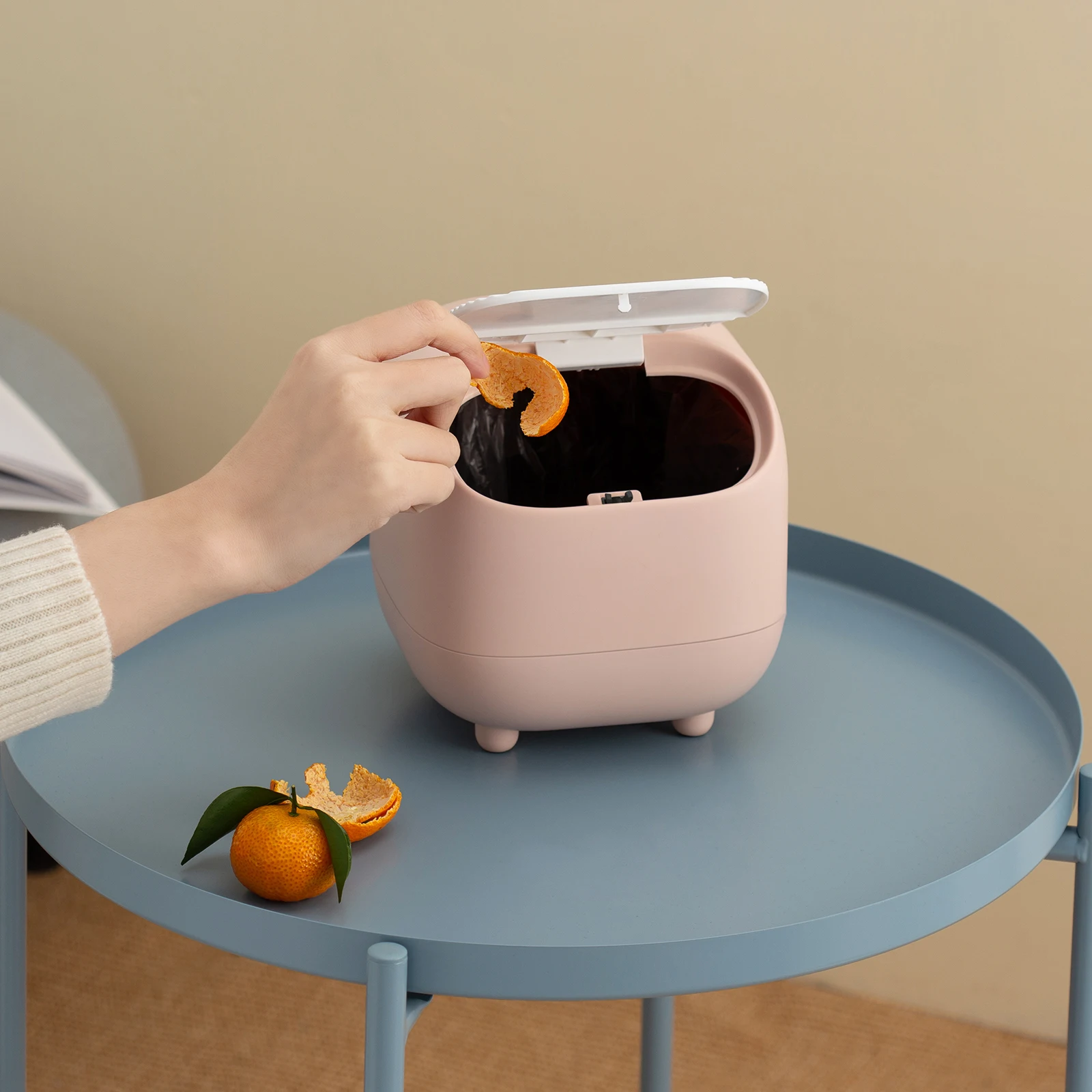 

2 Layer Cute Desktop Mini Trash Can Countertop Trash Can for Office Bathroom Vanity Tabletop Coffee Table Organizer Garbage Bin