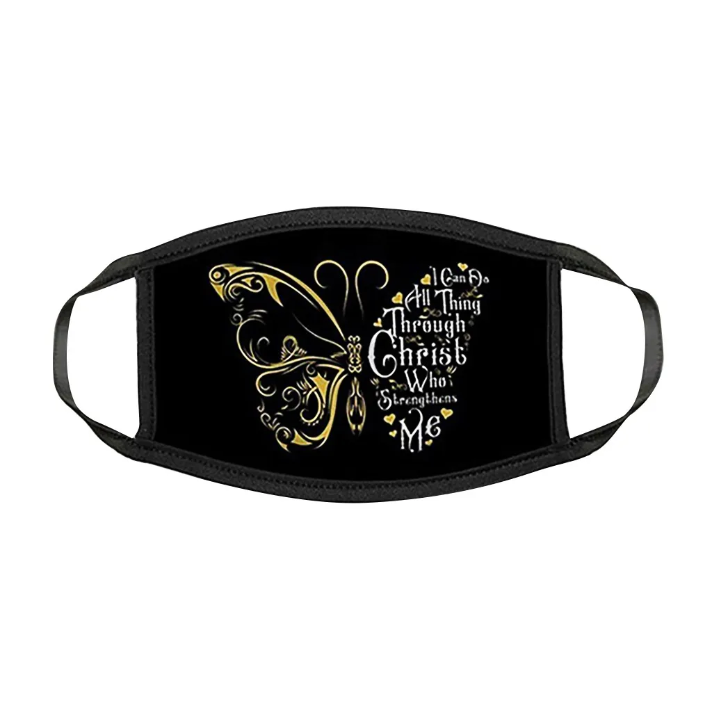 Хлопковая смываемая маска с принтом бабочки для лица изображением рта PM2.5 защита