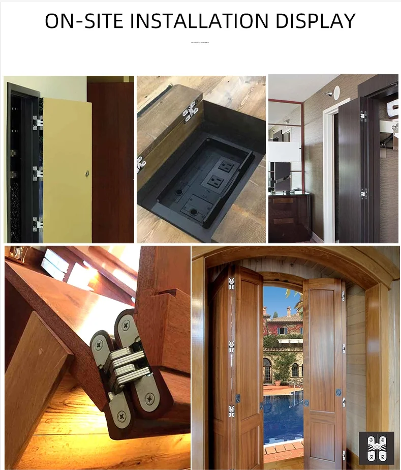 

2PCS Muffler Stainless Steel Hidden hinge Mounting Folding Wood Door Workbench Concealed Furniture Hardware
