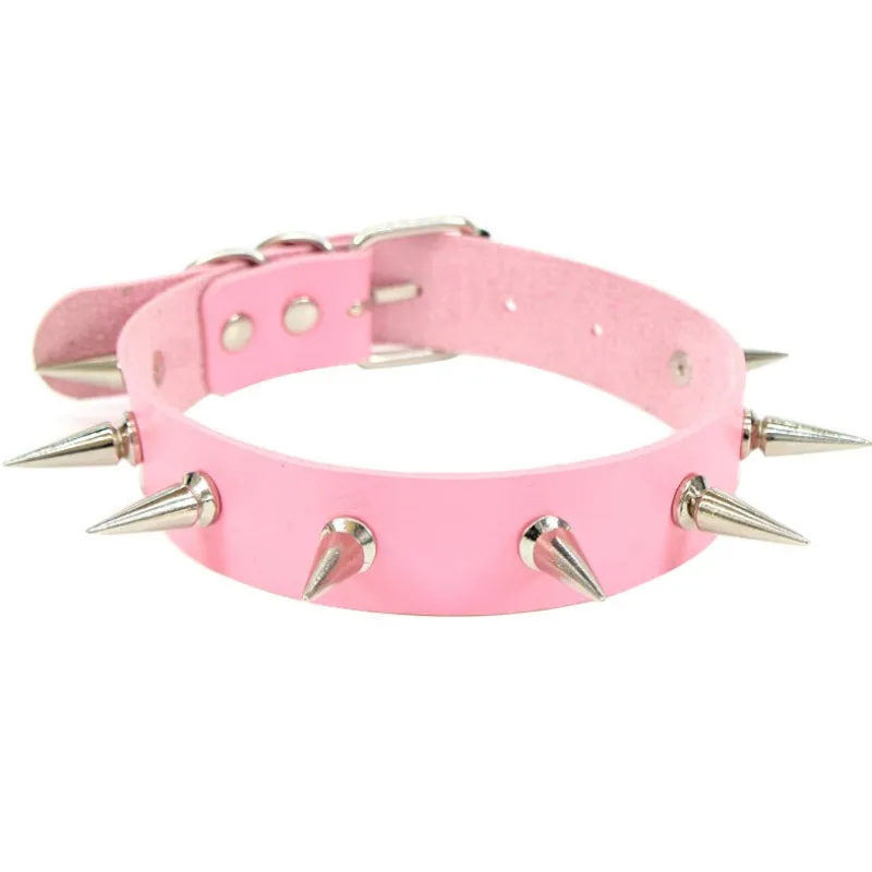 

Sexy PU Leather Spike Collar Choker Necklace Women Men cosplay Harajuku Punk Gothic Chocker necklace Goth Jewelry Accessories