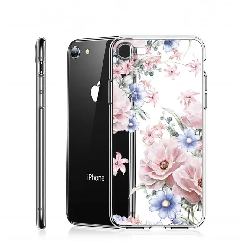 

Vintage flower rose pink Phone Case Transparent for iPhone 6 7 8 11 12 s mini pro X XS XR MAX Plus