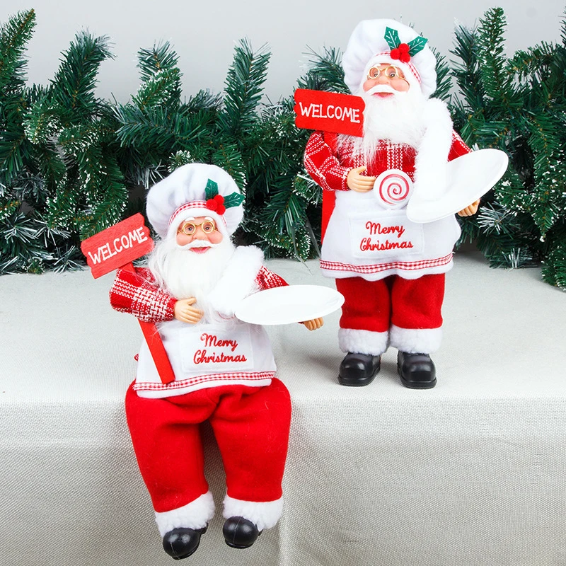 

Christmas Ornaments Santa Claus Standing Sitting Posture Christmas Chef Elderly Doll Scene Decoration Merry Chrimas Gift 2022