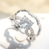 classic love heart shape zircon ring 2 piece set ring couple ring heart shape womens ring wedding jewelry ring women
