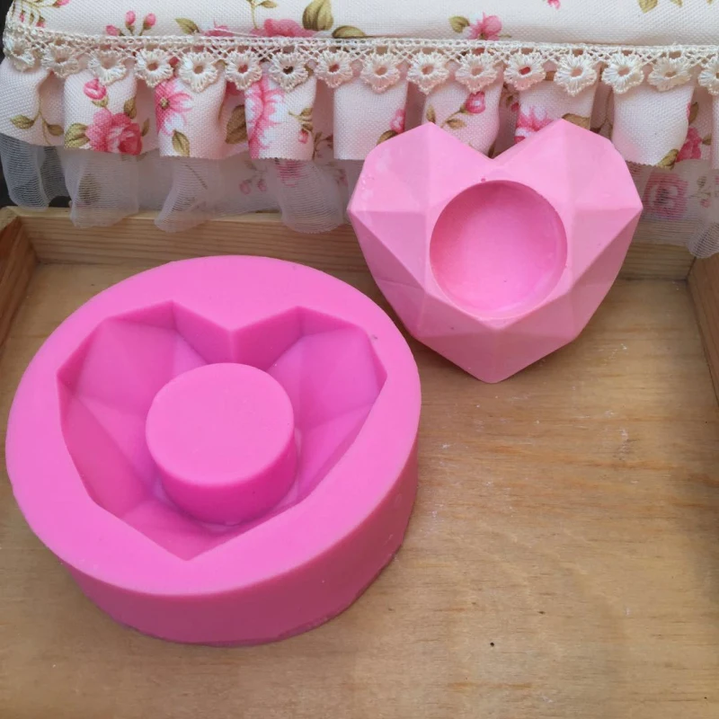 3D геометрическое сердце силиконовая форма формы для свечи DIY Арома гипсовый Декор Инструменты для выпечки торта искусство мыло ручной работы изготовление пресс-форм