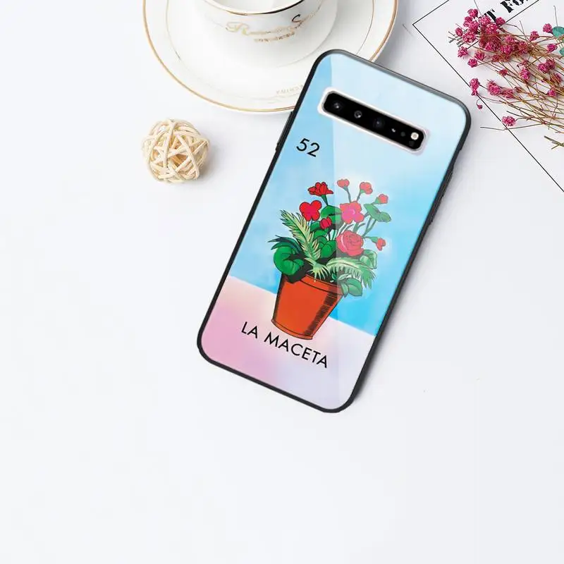 

Mexican Bingo Loteria Phone Case Glass For Samsung S10 S20 S9 Plus S6 7 Edge Note9 10 Luxury Brand
