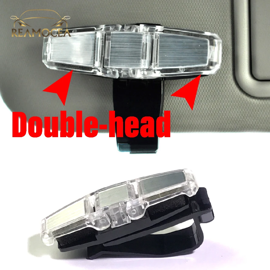

Reamocea 1x Fashion Car Glasses Clip Universal 180 Degree Rotating Double-headed Eyes Clip Paper Folder Card Sunglasses Holder