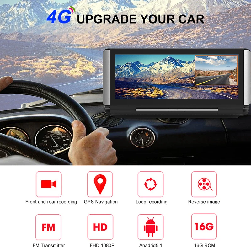 7 дюймов 4G ADAS Android Приборная панель автомобиля DVR gps навигация FHD 1080P двойной объектив видеорегистратор g-сенсор Автомобильный видеорегистратор