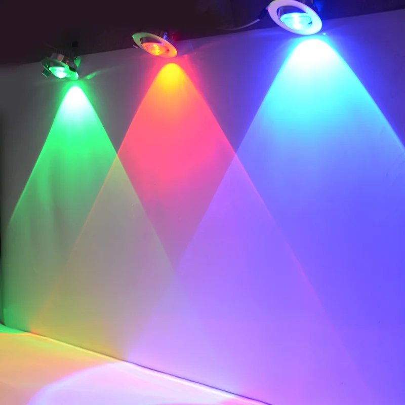 Lámpara de techo LED de 9W, luces abajo RGB con bombillas empotradas a distancia, AC220V luz descendente, 3W, luces coloridas para fiesta de cumpleaños