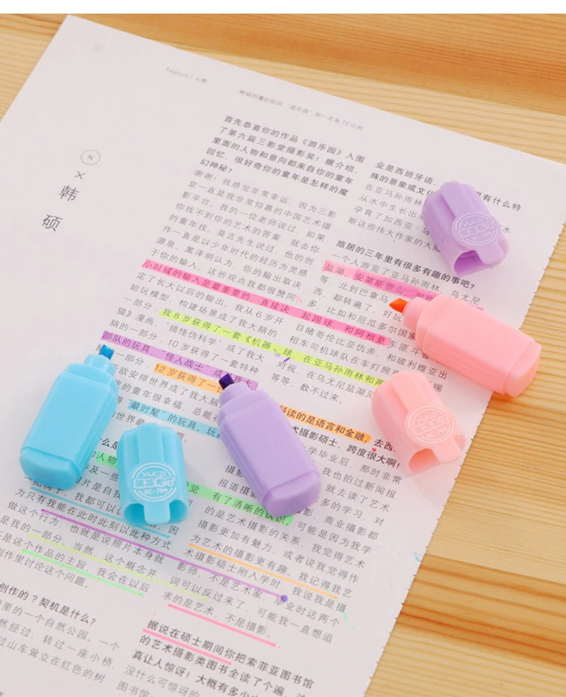 

6pcs Color Set Highlighter Art Drawing Marker Pen Stationery Art Drawing Pens Diary Graffiti Poster Card mini pen