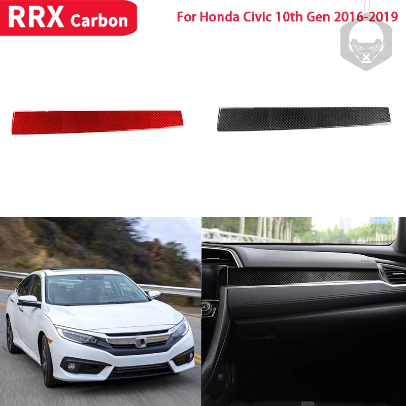 

RRX for Honda Civic 10th Gen 2016 2017 2018 2019 Car Carbon Fiber Sticker Center Console Copilot Decor Cover Trim Car Sticker