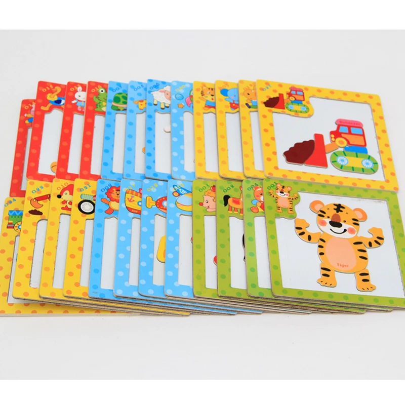 

N105 Wooden children cartoon puzzle magnetic small jigsaw puzzle toys children think figure cognitive early education puzzle toy