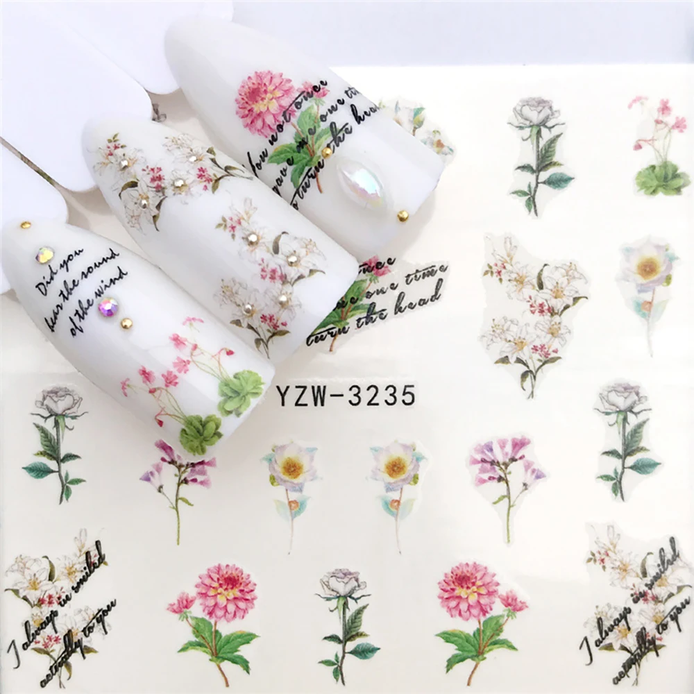 

Color Butterfly DIY Transfer Sticker Nail Watermark Sticker Flower Leaf DIY Spring Summer New Cherry Blossom Ball Tree Purple