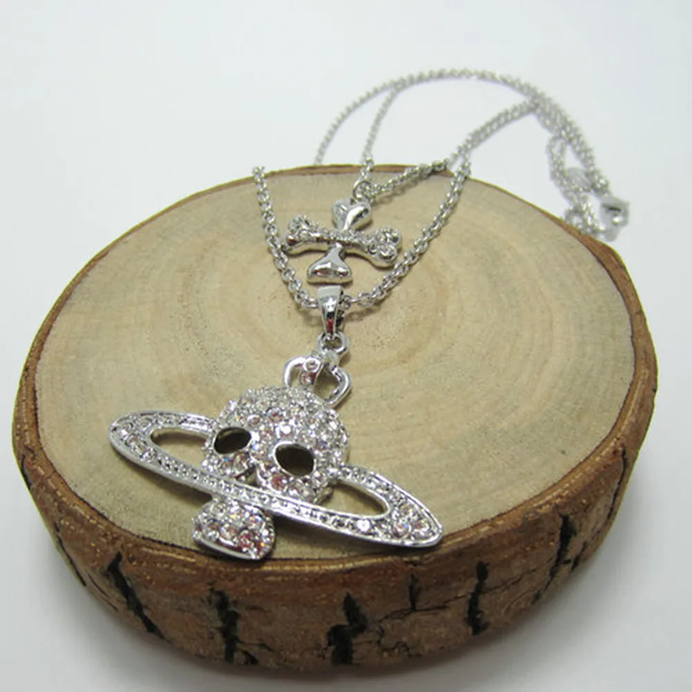 Европейская и американская мода серебристое белое полностью Алмазное ожерелье с