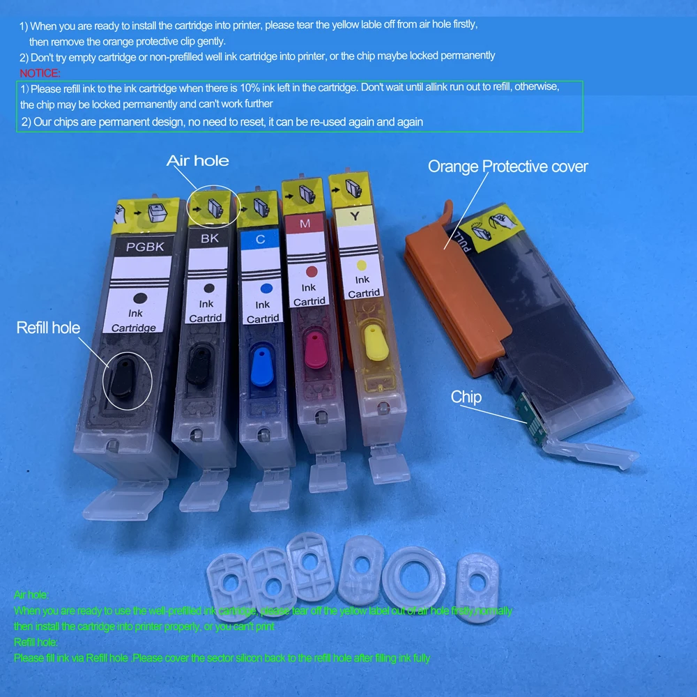 5 шт. картриджи для принтера Canon PIXMA MG5720 MG5721 MG5722 MG6820 MG6821 MG6822 | Компьютеры и офис