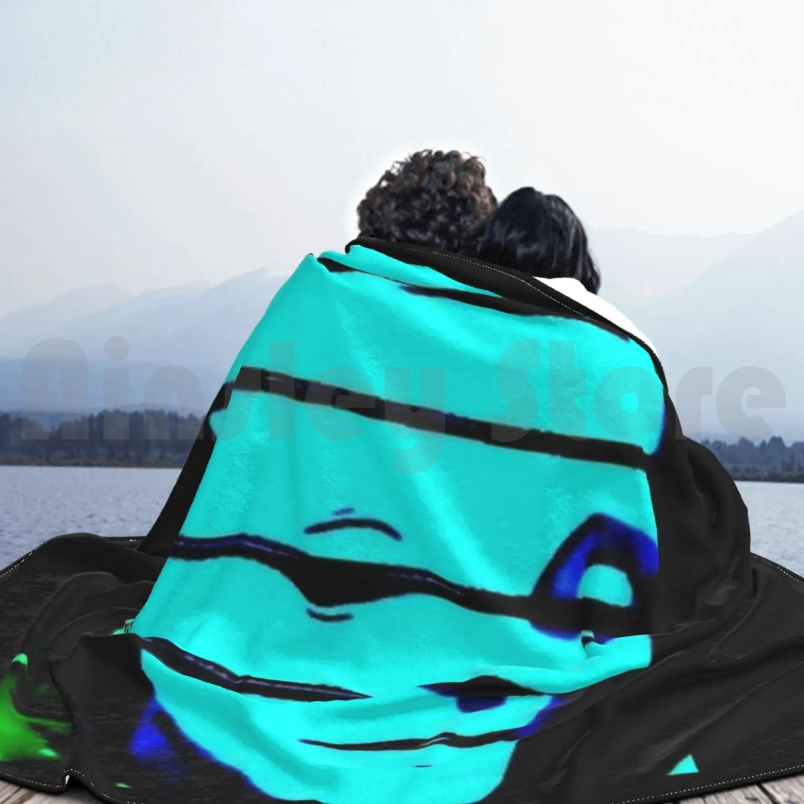 Синее одеяло для дивана-кровати путешествия поп-арт эмо мраморное