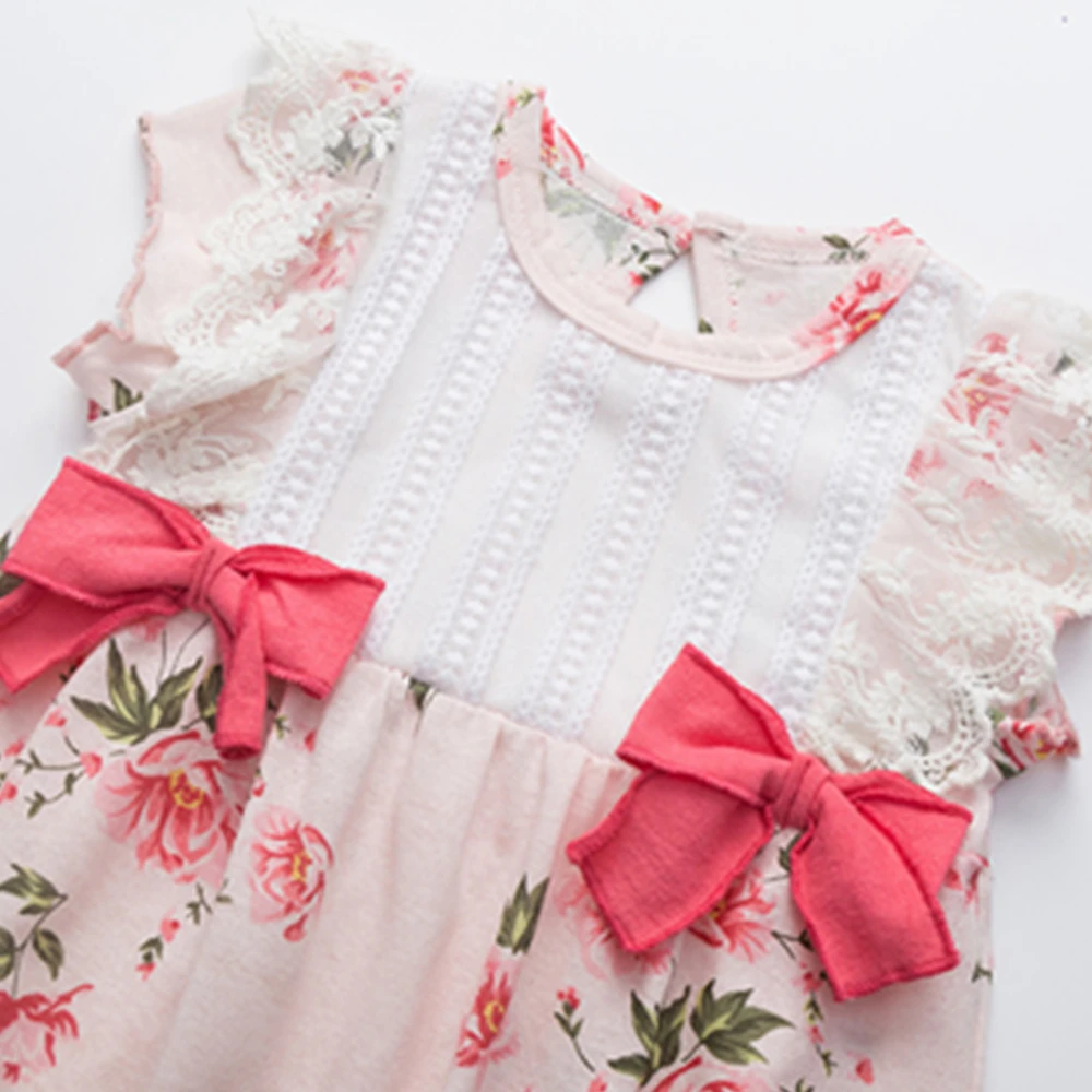 Комбинезон для новорожденных девочек с цветочным кружевом без рукавов милый