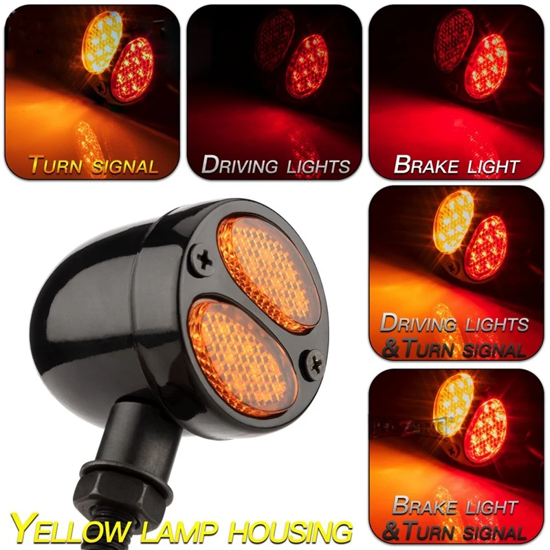 

Motorcycle 3 Colour LED Turn Signals with Brake Tail Light Blinkers Turn Indicators for Chopper Bobber Cafe Racer