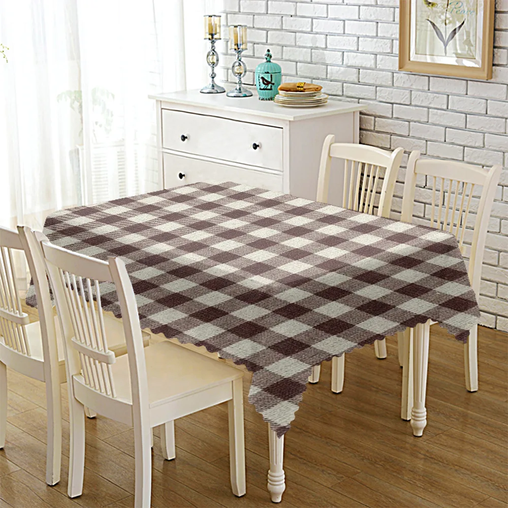 

Brown Plaid Art Tablecloth Household Table Cloth TV Cabinet Coffee Table Cloth round Table Placemat table cloth rectangular