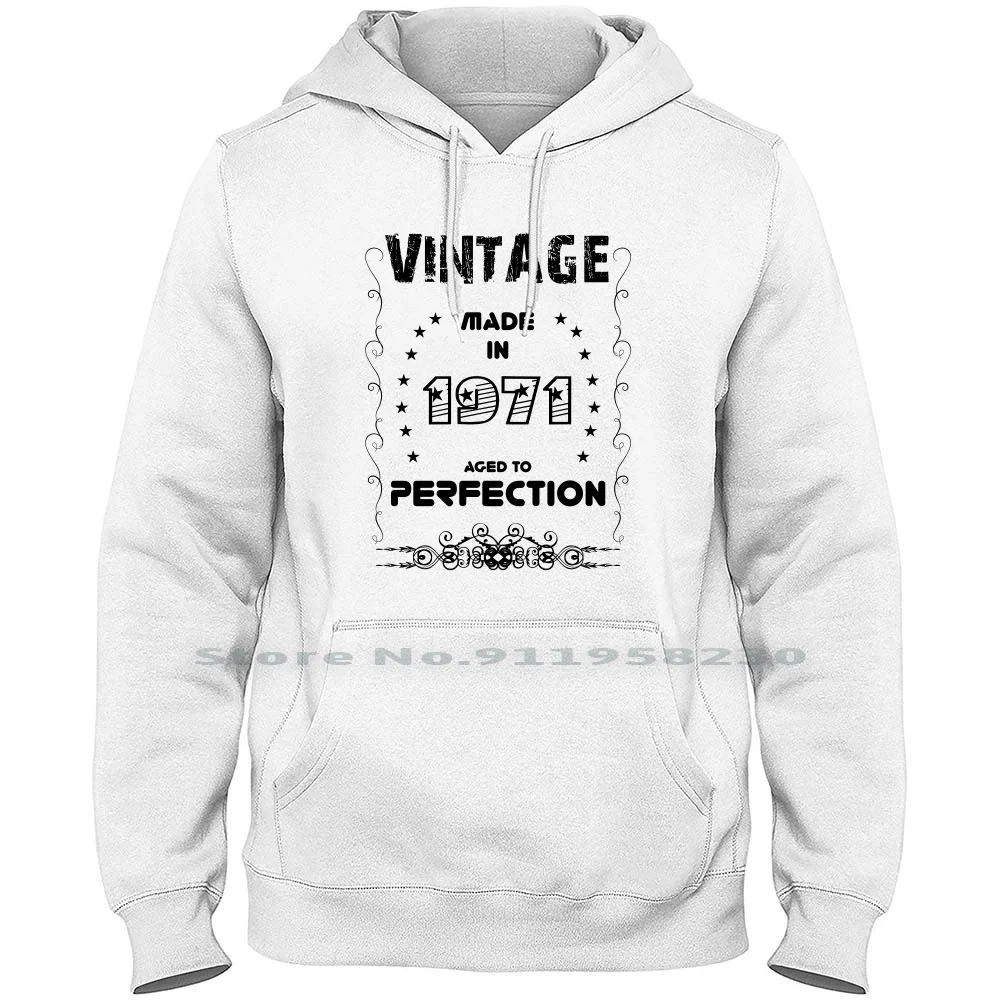 

Vintage Made In 1971 Aged To Perfection Hoodie Sweater Cotton Aged To Perfection Birthday Present Birthday Party Birthday Cake