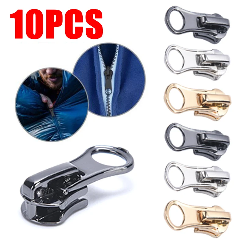 

10Pcs Universal Instant Fix Zipper Repair Kit Replacement Zip Slider Teeth Rescue New Design Zippers Sewing Clothes Gold/Black