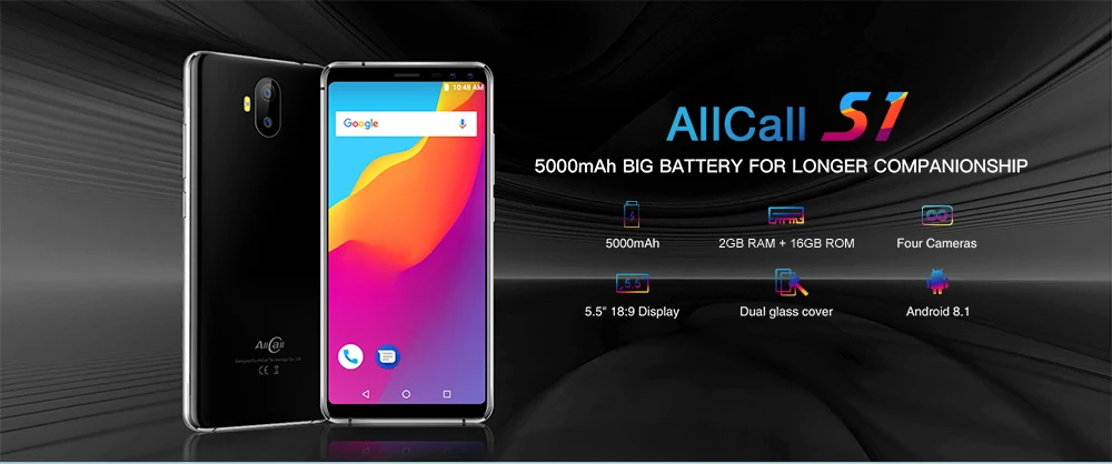 AllCall S1 3g смартфон 5," Android 8,1 MT6580 четырехъядерный 2 ГБ+ 16 Гб 13 МП+ 2 МП Двойная камера заднего вида 5000 мАч анти-падение мобильный телефон