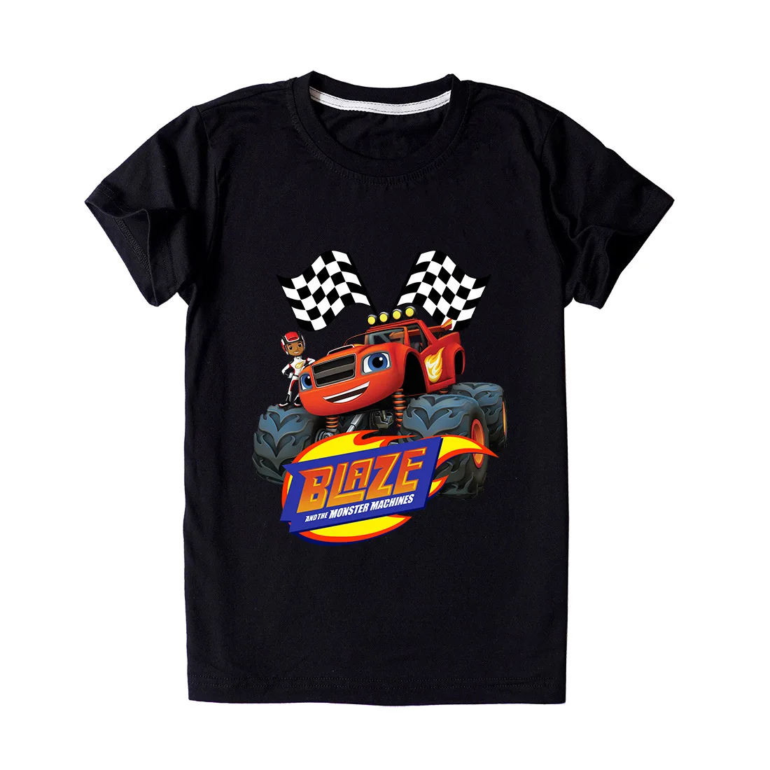 

Children's Summer Short-sleeved T-shirt Blaze monster-machine Cartoon Pattern for Boys and Girls Kids Sport Tops Teen 2021 New