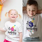 Новые летние футболки для мальчиков и девочек на день рождения, футболка с короткими рукавами, размер От 1 до 9 лет, вечерние футболки для детей