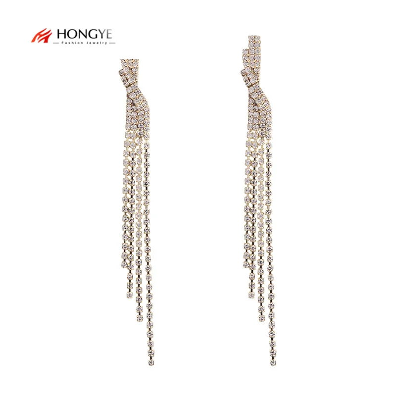 

HONGYE The Long Pendant Is Full Of Small Square Zircons Drop Earrings For Woman 2021 Trend