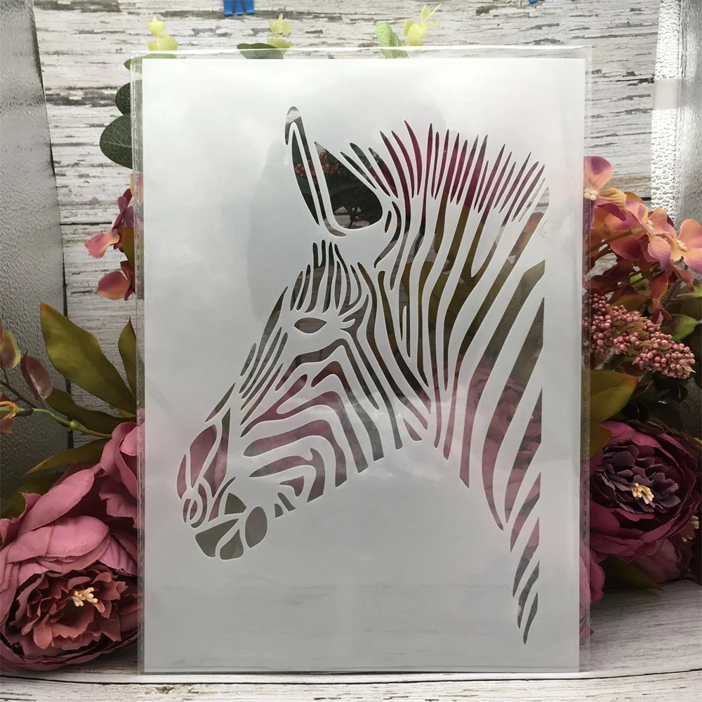 

29*21cm A4 African Zebra DIY Layering Stencils Wall Painting Scrapbook Coloring Embossing Album Decorative Template