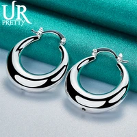 upretty new 925 sterling silver 27mm crescent hoop earring for women lady party wedding engagement charm jewelry gift