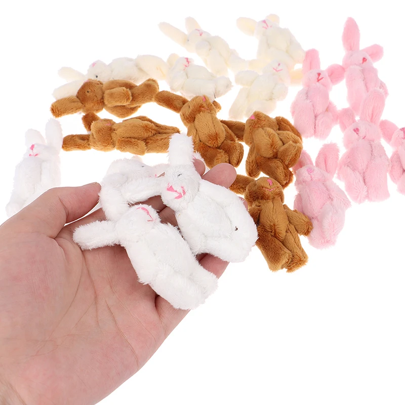 

5pcs 6cm 4colors Soft Mini Joint Rabbit Pendant Plush Bunny For Key Chain Bouquet Toy Doll DIY Ornaments Gifts