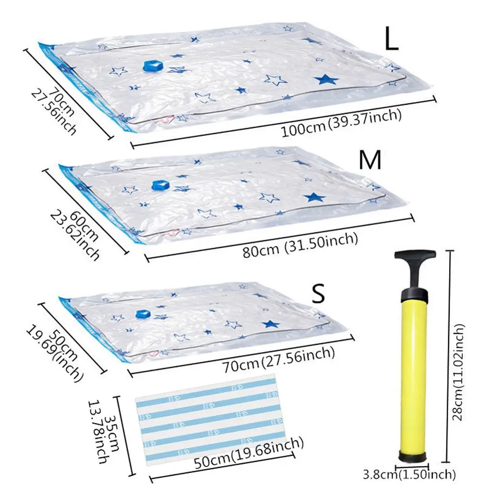 Прозрачный пластиковый пакет для хранения домашней одежды вакуумный складной
