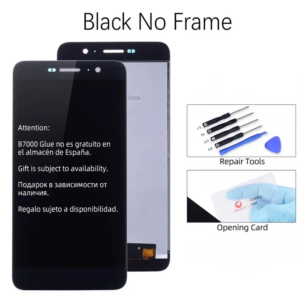 Дисплей для HUAWEI Honor 4C Pro Y6 Pro TIT-L01 LCD в сборе с тачскрином на рамке 5.0'' черный белый золото - Цвет: Black No Frame