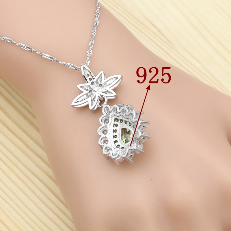 Ювелирные наборы для женщин оливково-зеленый фианит ананас кулон ожерелье