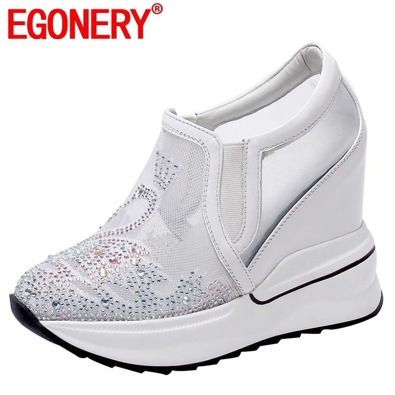 

EGONERY 2020 Весенние новые модные женские туфли-лодочки снаружи на высоких каблуках обувь с сетчатым верхом на платформе с украшением в виде кри...
