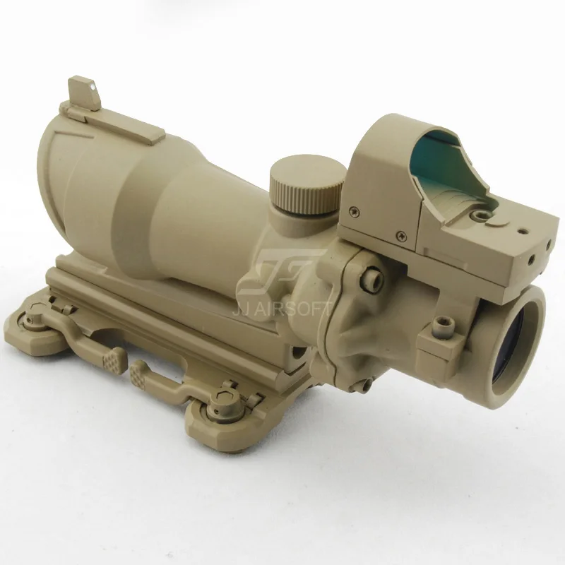 Прицел JJ AIRSOFT в стиле ACOG с мини-красным точечным датчиком Docter и креплением QD