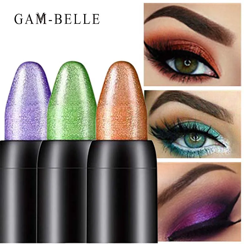 

GAM-BELLE 15 Colors Eye Shadow Pen Pearlescent Silkworm Eyeshadow Pencil Easy to Wear Natural Highlighter Pigment Makeup Tool