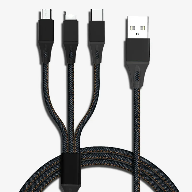 3 в 1 USB кабель 3A зарядный type C Micro 8 PIN для iphone Plus samsung Redmi Note зарядки телефона 2 м