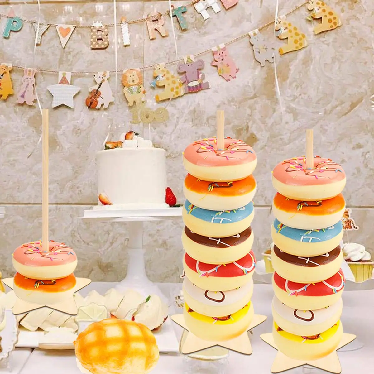 

Birthday Party Wedding Stacker Kids Doughnut Holder Table Decorations Donut Shelf Donut Wall Stand