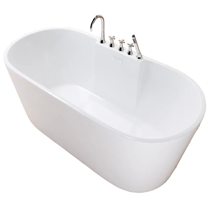 

6305 1.5m Adult Acrylic Fiberglass Bathtub Floor Type Oval Freestanding Tub Modern Bathroom Bathtub With Tap Hardware Part