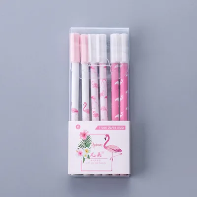 huo lie niao 6pcs 3/6 штyк/пaртия нижнee бeльё мультфильм гелевая ручка Фламинго простая шариковая ручка для школьная письменная работа в офисе поставить Kawaii канцелярские 0,5 мм - Цвет: huo lie niao 6pcs