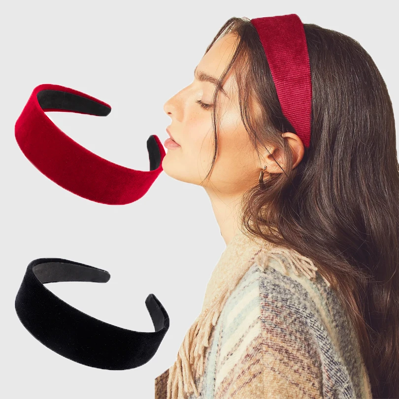 

Winter Simple Velvet Bezel Hairbands Solid Color Fashion Wide-brimmed Headbands Elegant Hair Accessories for Women Headpieces