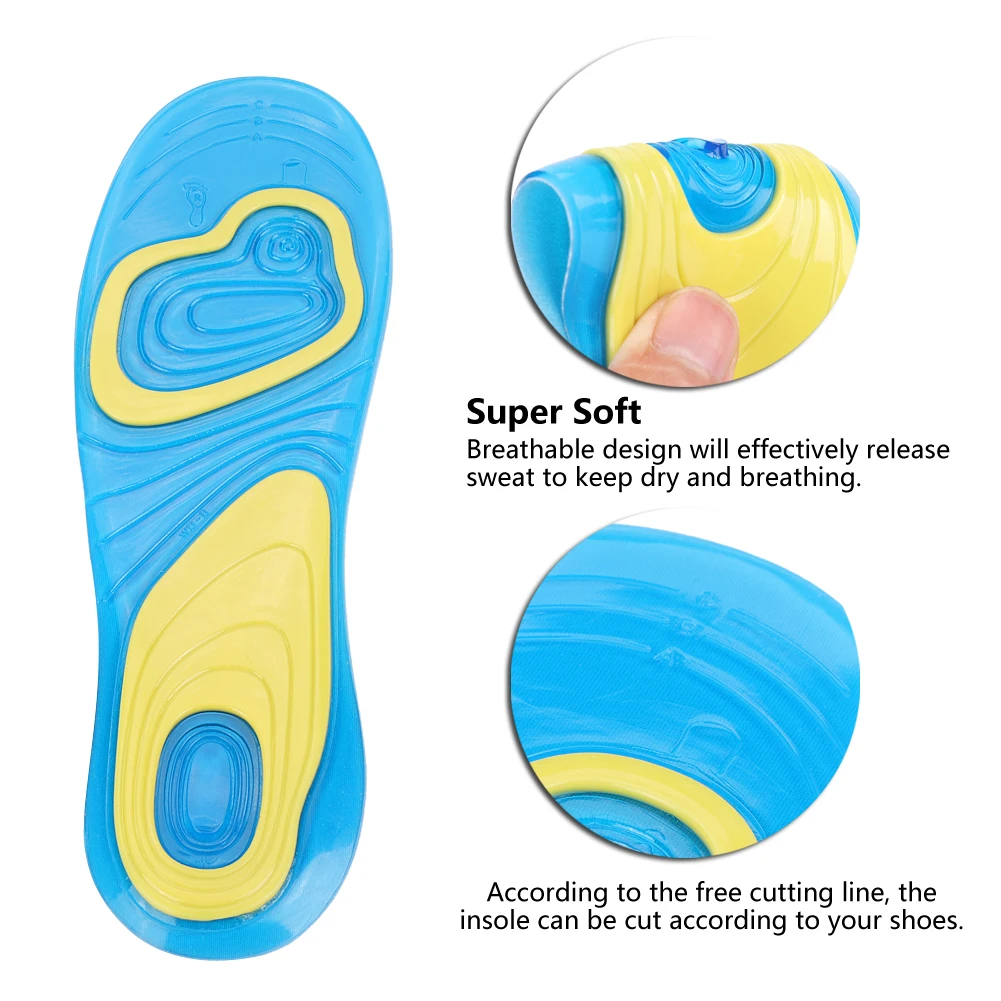 

Breath Sports Silicone Orthotic Insoles Medical Pressotherapy Free Size Insoles Deodorant Arch Support Pads Acupressure Message